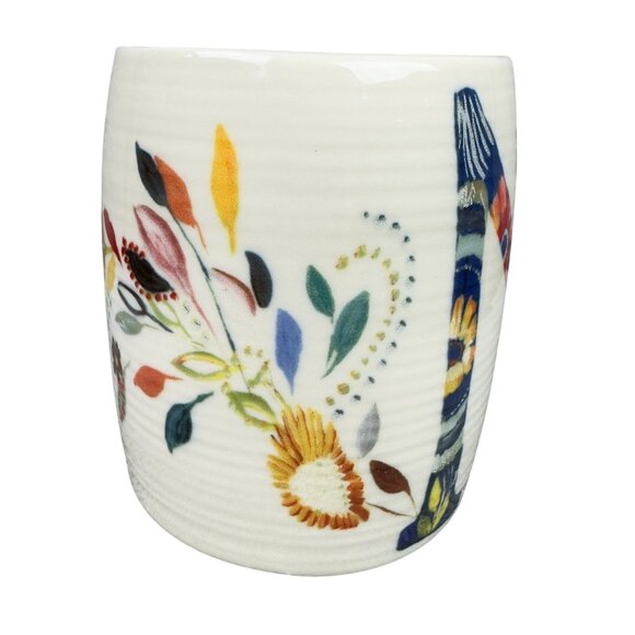 Letter N Anthropologie Starla Halfmann Monogram  Coffee Tea Cup Mug Floral - Picture 4 of 6